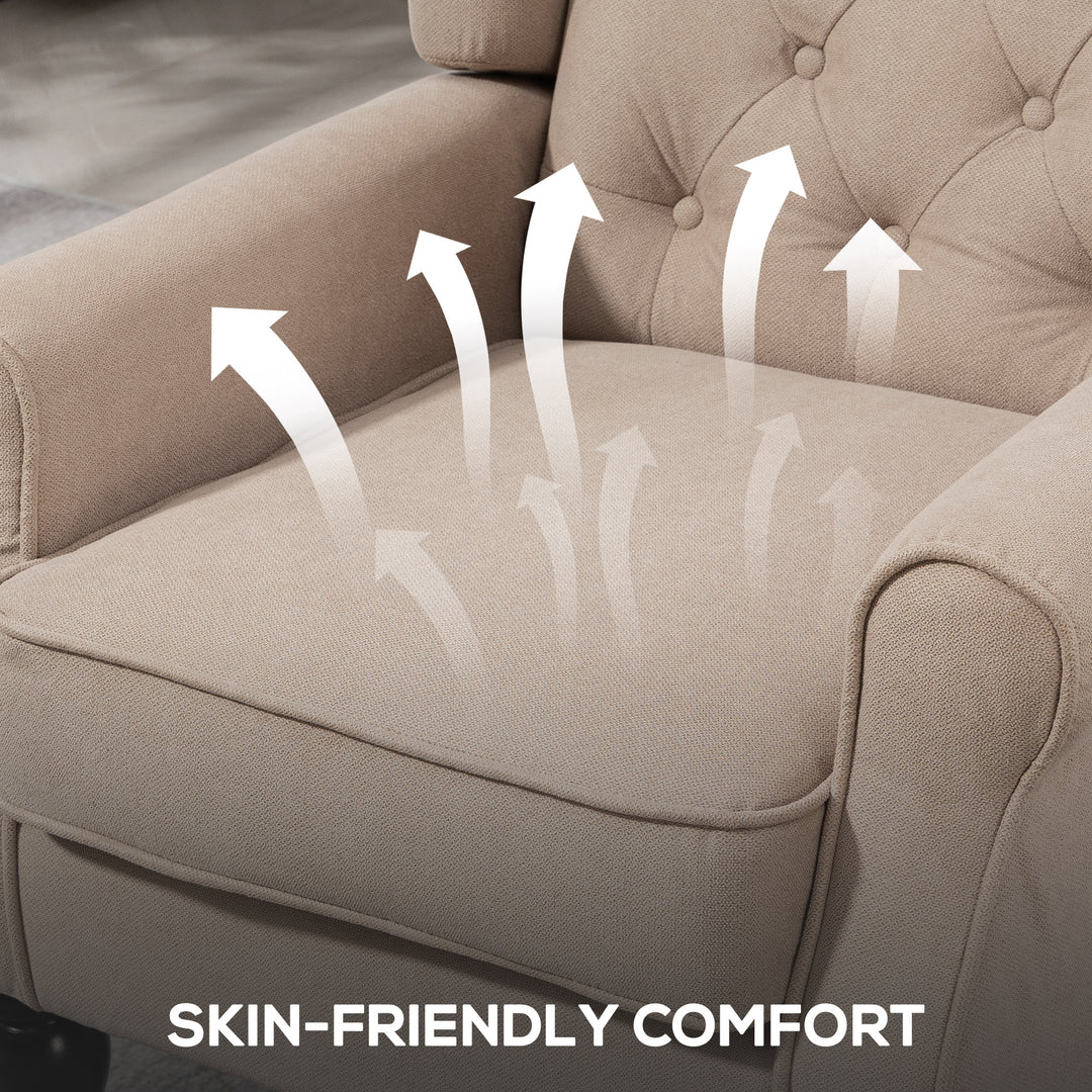 MCL Wingback Accent Chair, Retro Upholstered Button Tufted Occasional Chair for Living Room and Bedroom, Beige