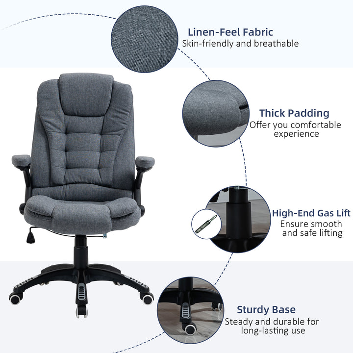 Vinsetto Ergonomic Swivel Desk Chair with Armrests, Adjustable Height, Reclining and Tilt Function, Dark Grey