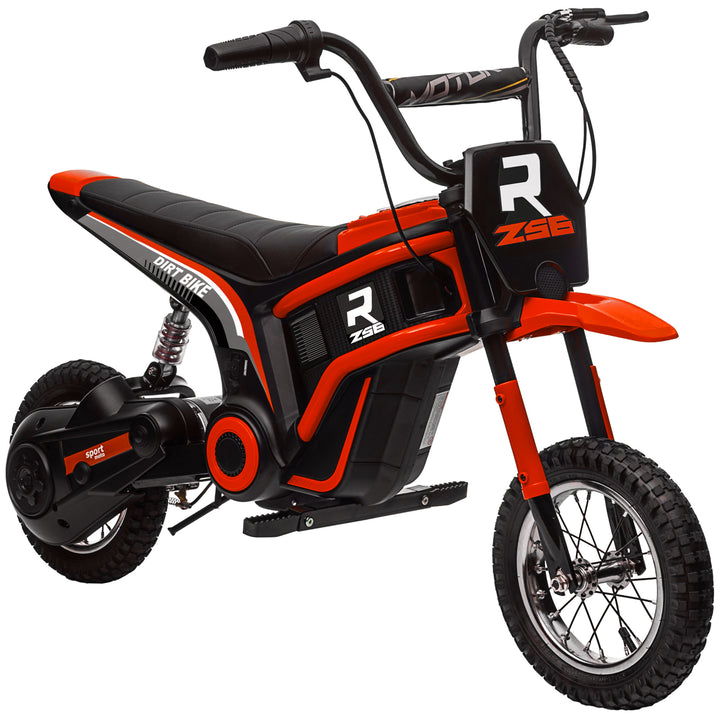 HOMCOM 24V Electric Motorbike, Dirt Bike with Twist Grip Throttle, Music Horn, 12" Pneumatic Tyres, 16 Km/h Max. Speed, Red