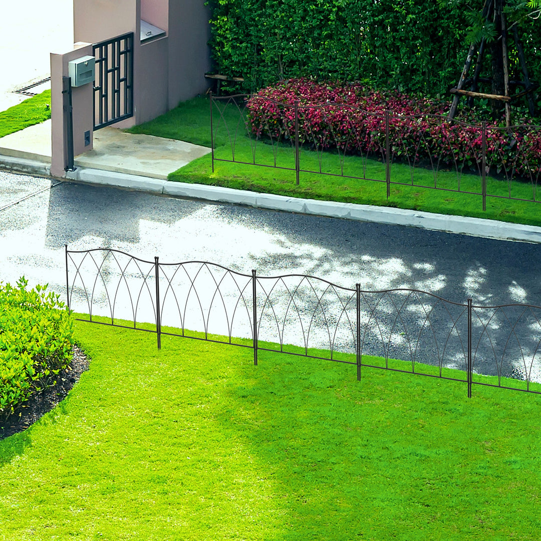 Set of Five 61.5cm Decorative Metal Fence Panels - Black