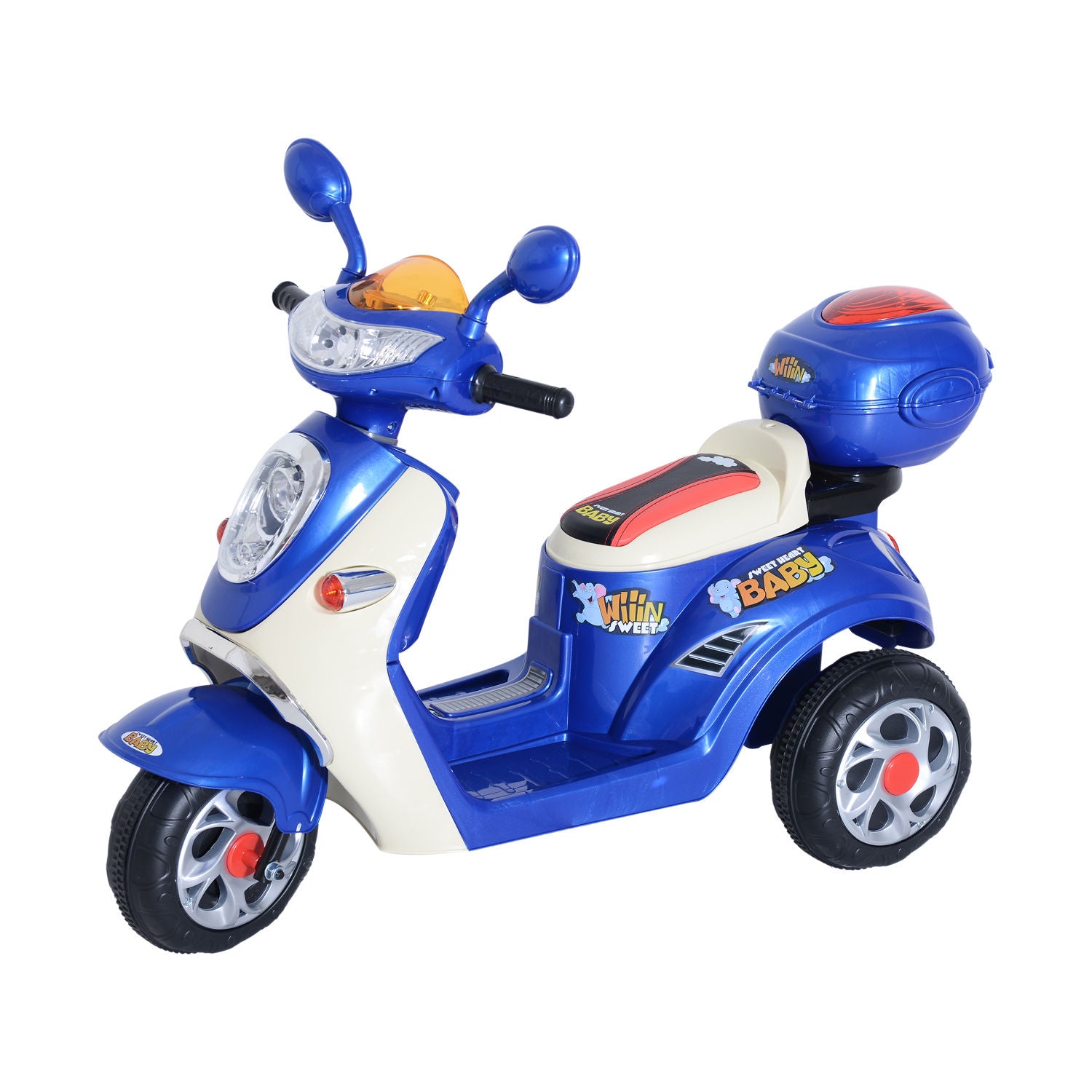 Kids Electric Ride On Toy Car 6V Electric Motorbike with Chargeable Battery Headlight and Music for 3-5 Years - Blue