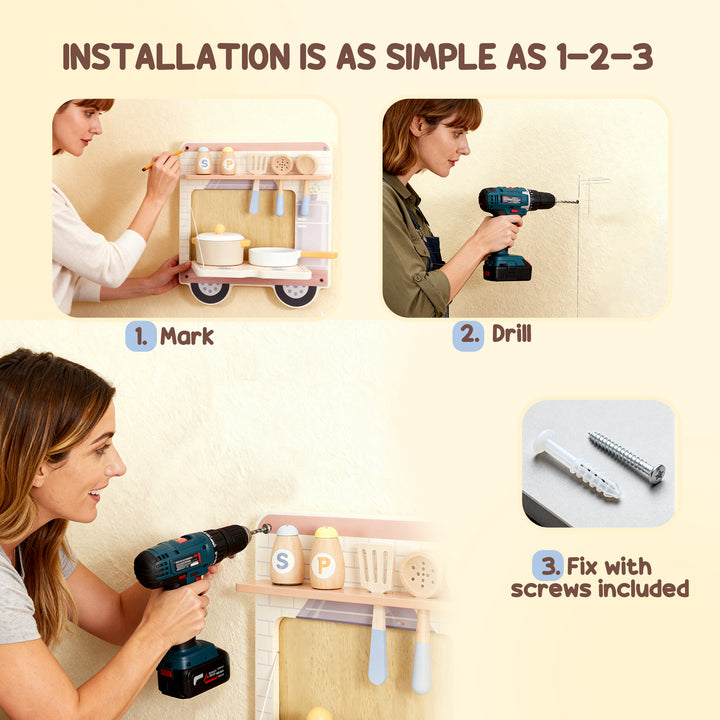 MCL Wooden Busy Board, 5 in 1 Activity Wall Panels for Kids 3+ Years, for Daycare, Playroom, Home