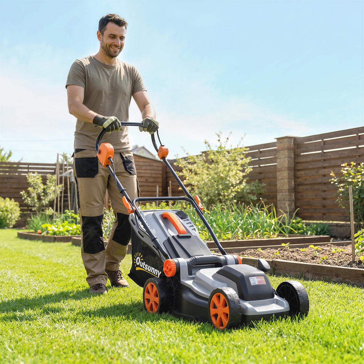 18V Cordless Lawnmower with 2 x 4Ah Batteries, Battery Lawn Mower with