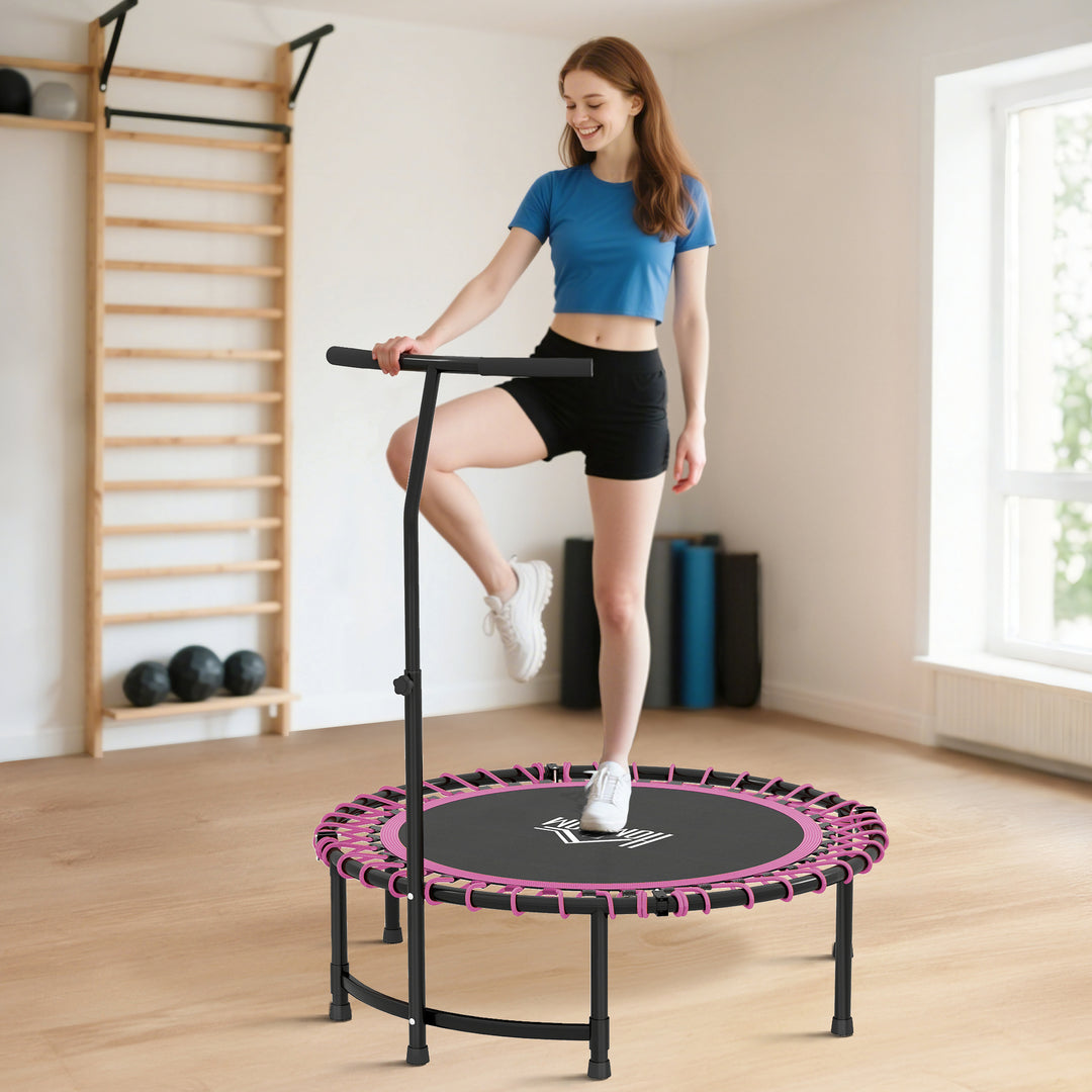 MCL Mini Round Steel Frame Trampoline w/ Adjustable Handle, Pink