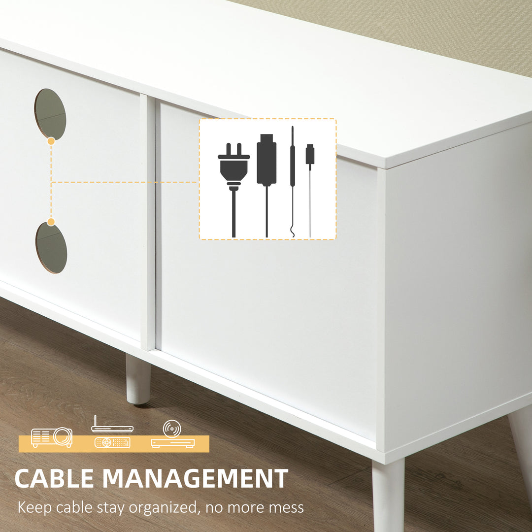 TV Cabinet Stand Unit for TVs up to 50'' with Foldable Drawers, Entertainment Centre for Living Room White