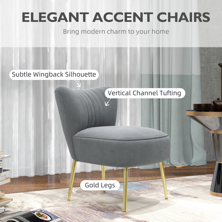Velvet-Feel Tub Accent Chair - Grey