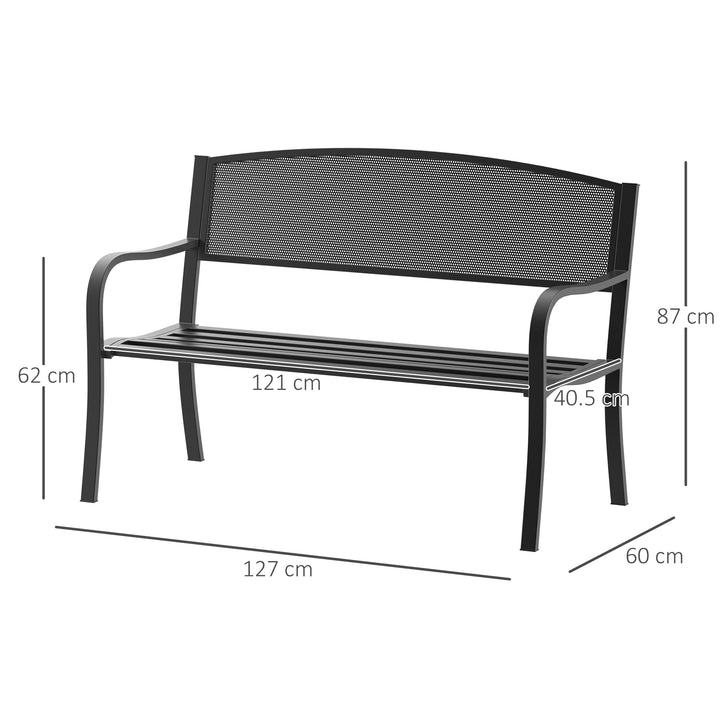 MCL Garden Bench Furniture Patio Park 2 Person Chair Seat Steel Black 120cm Outdoor