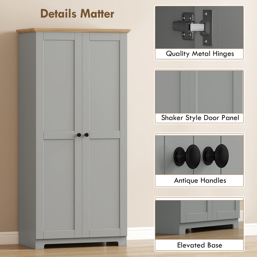 Kitchen Cupboard, 172cm Freestanding Storage Cabinet with Doors and Sh