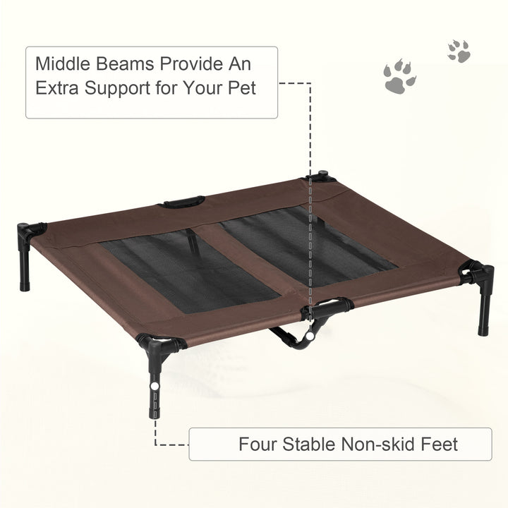 MCL Large Raised Dog Bed Cat Elevated Lifted Cooling Portable Camping Basket Outdoor Indoor Mesh Pet Cot Metal Frame Brown