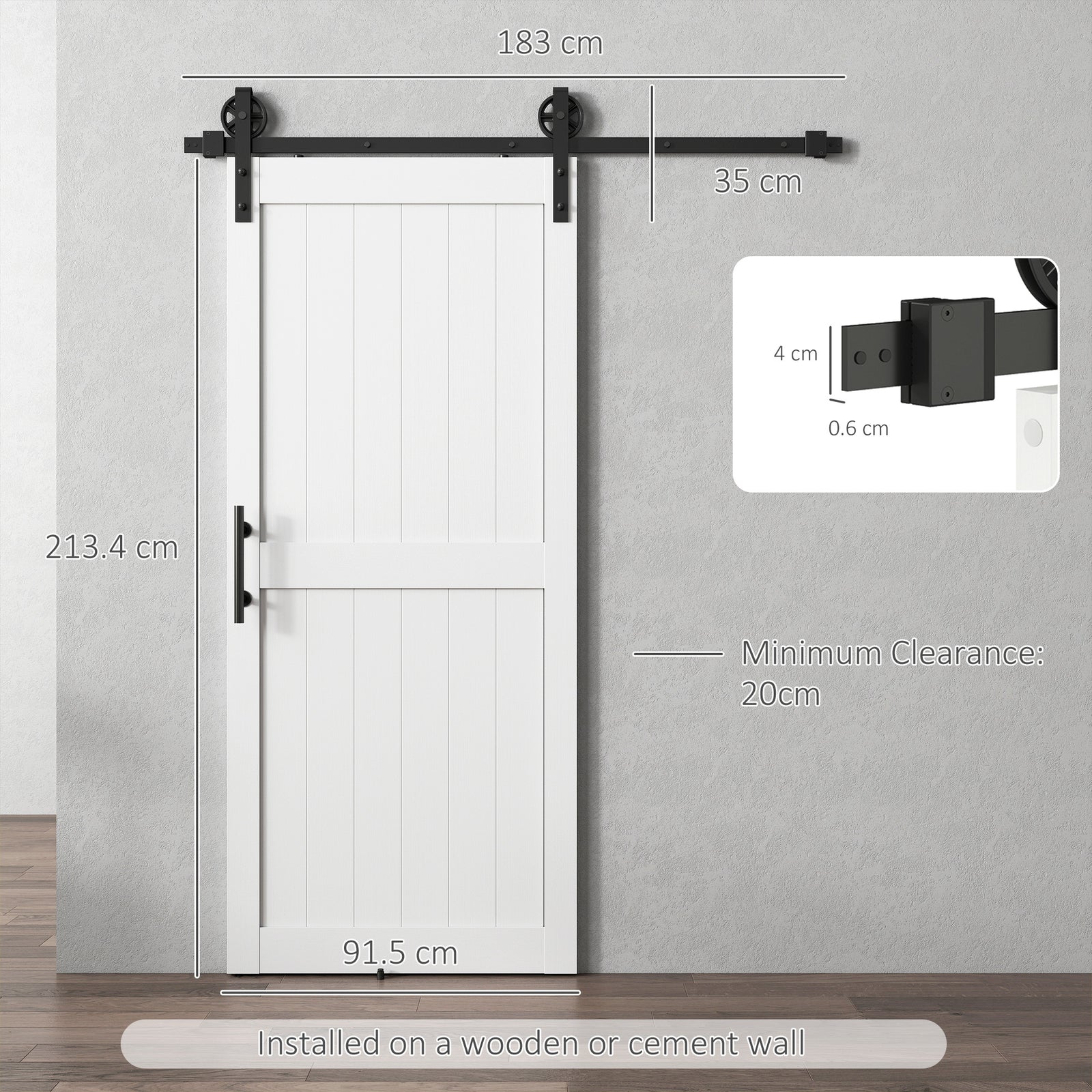 183cm Sliding Barn Door Kit, Sliding Door with Track, Hardware, Upgrad