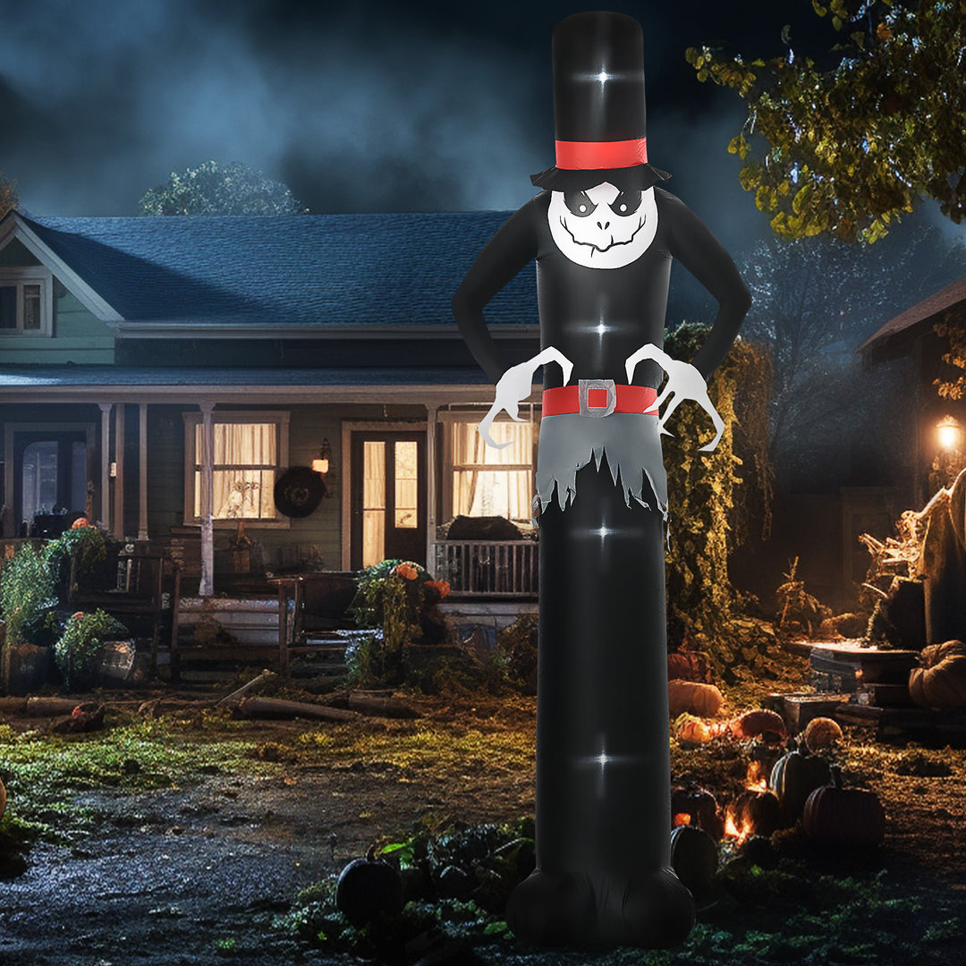 Giant 10ft Halloween Inflatables Tall Ghost with Hat, Build-in LEDs Blow Up Scary Outdoor Decorations, for Party Yard Garden Lawn Decoration