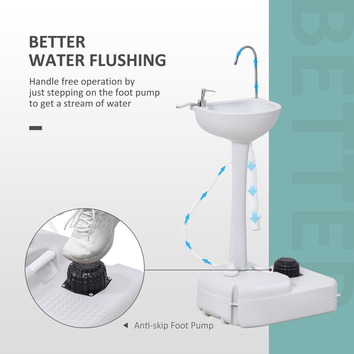 Camping Portable Handwash Sink w/ Towel Holder & Soap Dispenser Rolling Wheels Outdoor Drainage Equipment