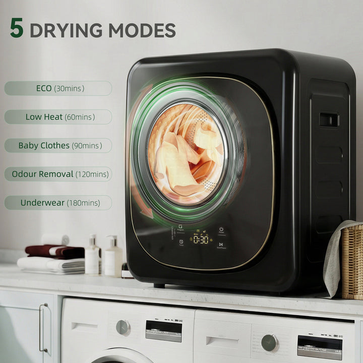 4kg Vented Tumble Dryer with 5 Drying Mode, 800W Compact Freestanding 