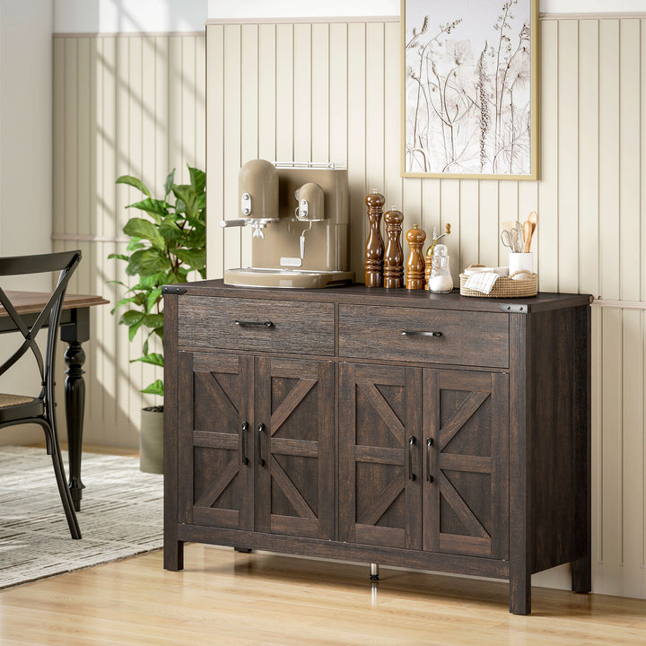 Kitchen Cupboard, Sideboard with 4 Doors, 2 Drawers and 2 Adjustable S