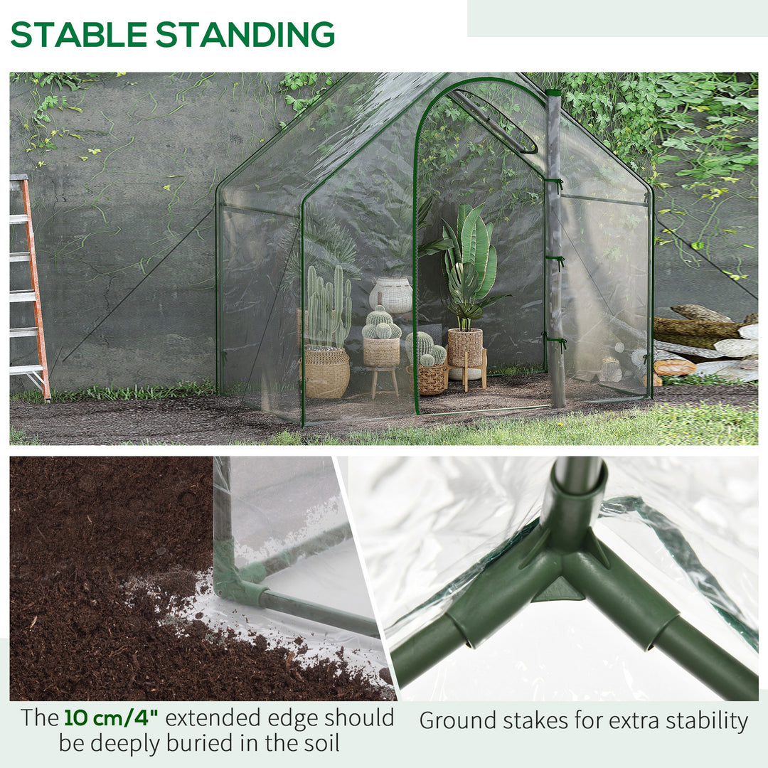 Walk In Tomato Greenhouse Garden Outdoor Mini Greenhouse Flower Planter Steel Frame with Zipped Door & Window, PVC Cover, 180 x 100 x 168CM, Clear