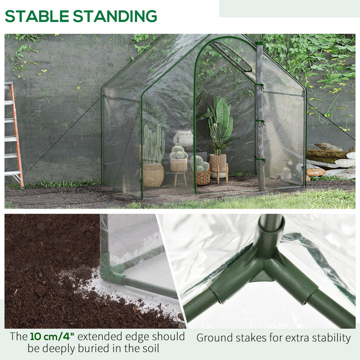 Walk In Tomato Greenhouse Garden Outdoor Mini Greenhouse Flower Planter Steel Frame with Zipped Door & Window, PVC Cover, 180 x 100 x 168CM, Clear