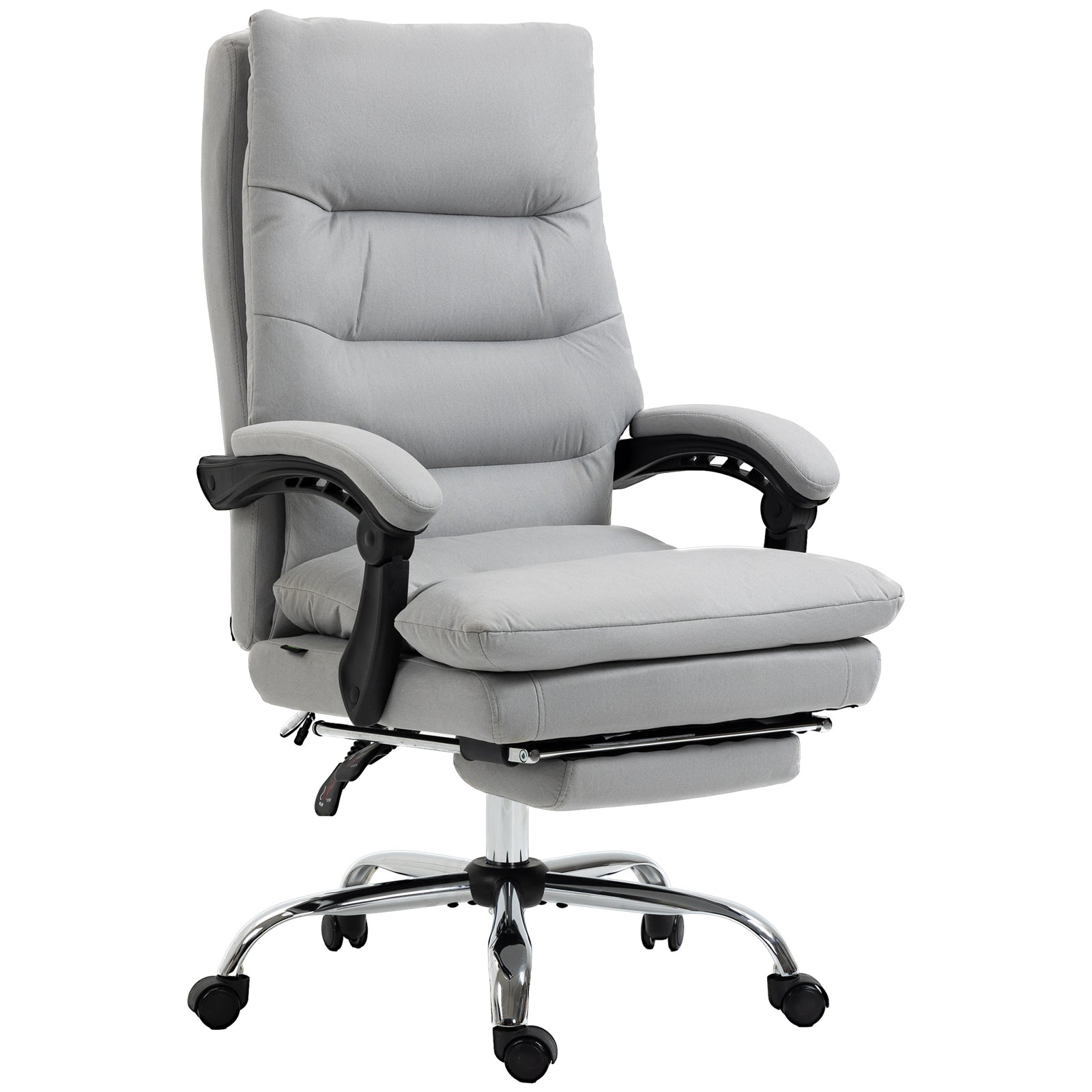 Office Chair with Footrest, Double Padding Ergonomic Desk Chair with 6-Point Vibration Massage and Back Heating, Microfibre Fabric with 135° Reclining Back, Grey