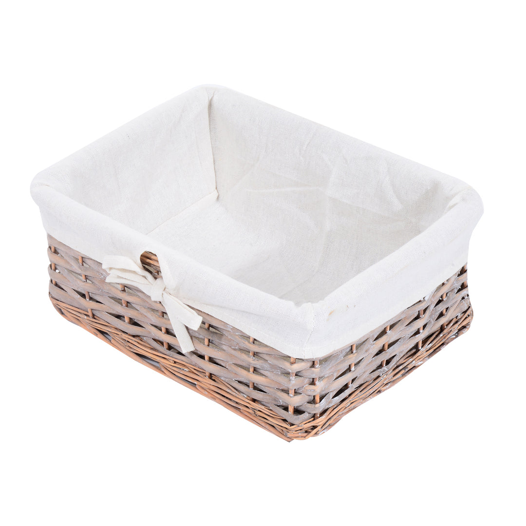 MCL 5 Drawer Dresser Wicker Basket Storage Shelf Unit Wooden Frame Home Organisation Cabinet Bedroom Office Furniture Natural Finish