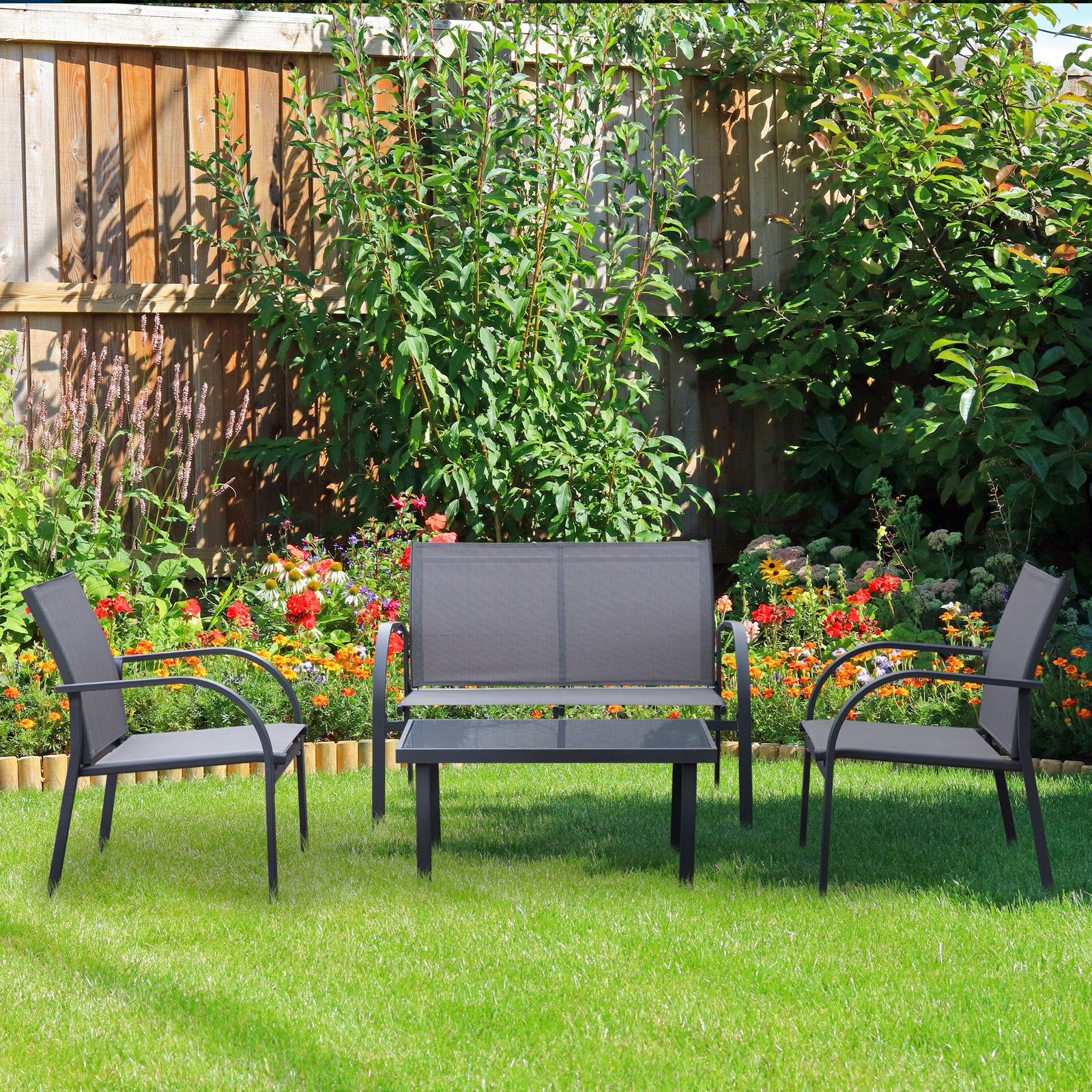 Four-Piece Minimal Garden Patio Set - Grey