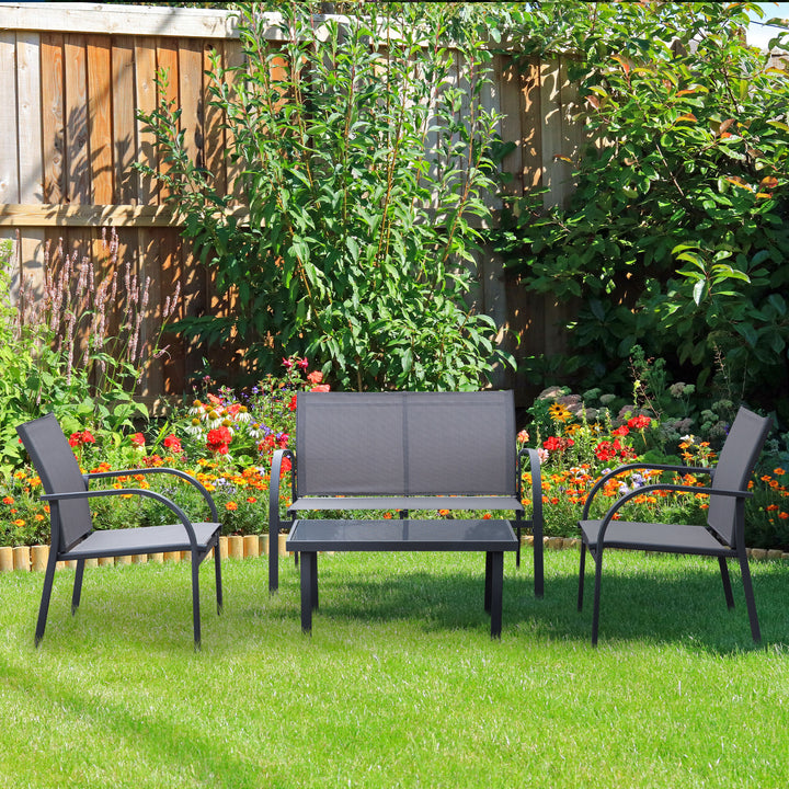 Four-Piece Minimal Garden Patio Set - Grey