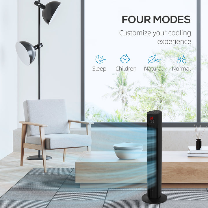 Electric Tower Fan, with 3.5L Water Tank and Ice Pack - Black