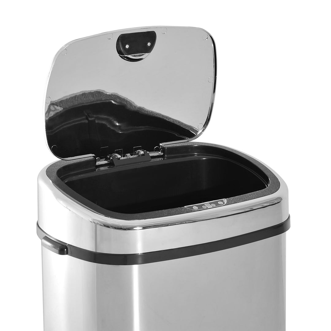 HOMCOM 68L Automatic Sensor Lid Steel Kitchen Bin Silver | Aosom UK