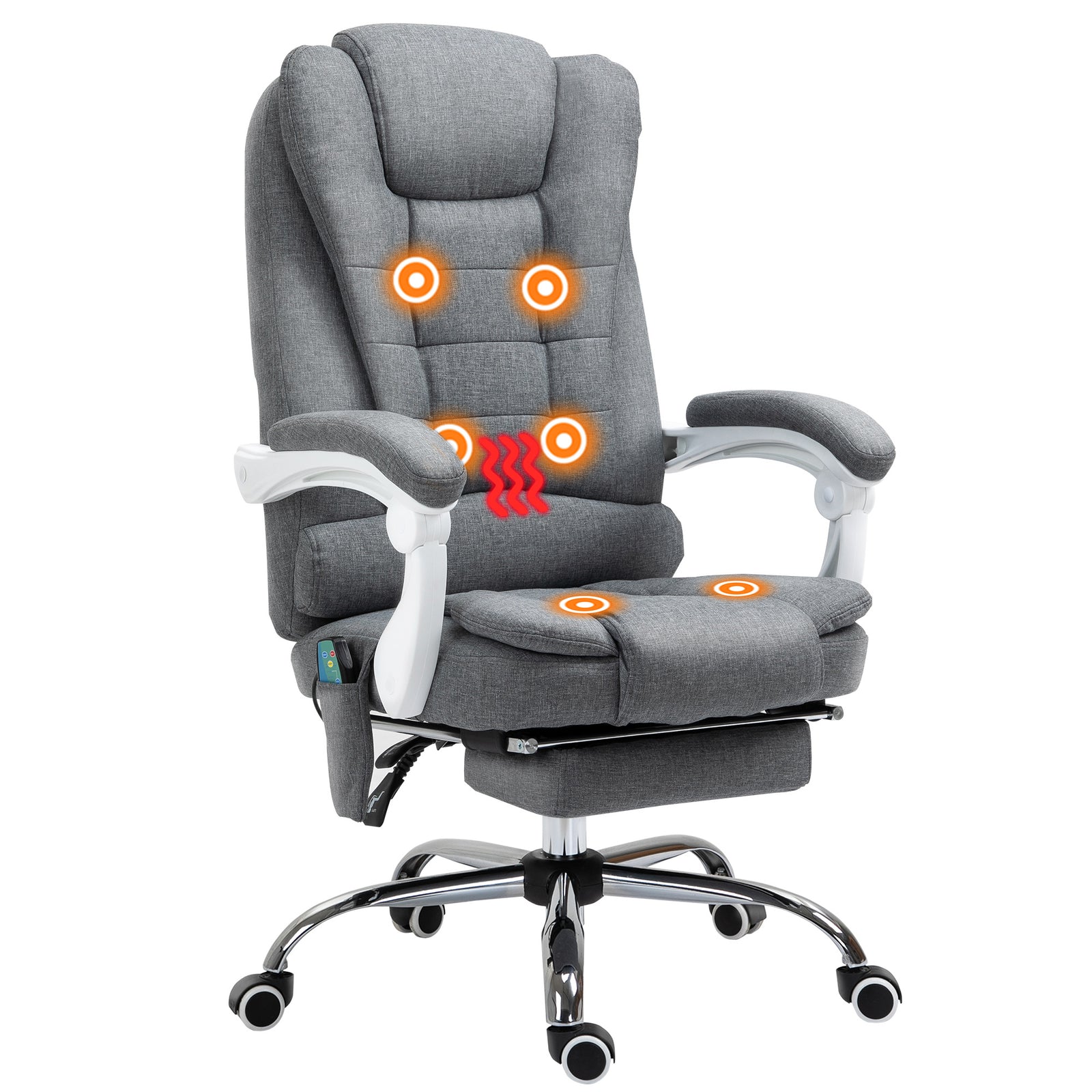 Heated 6 Points Vibration Massage Executive Office Chair Adjustable Swivel Ergonomic High Back Desk Chair Recliner with Footrest Grey