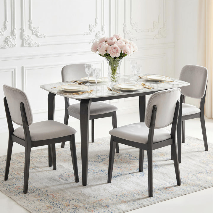 Dining Table for 4, Modern Kitchen Table with Sintered Stone Tabletop,