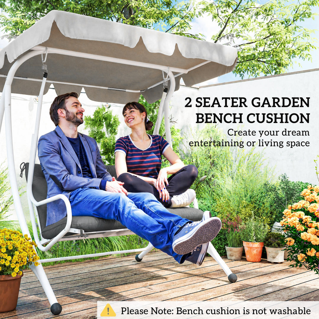 2 Seater Bench Pad, Garden Swing Chair Cushion with Back and Ties, Tuf