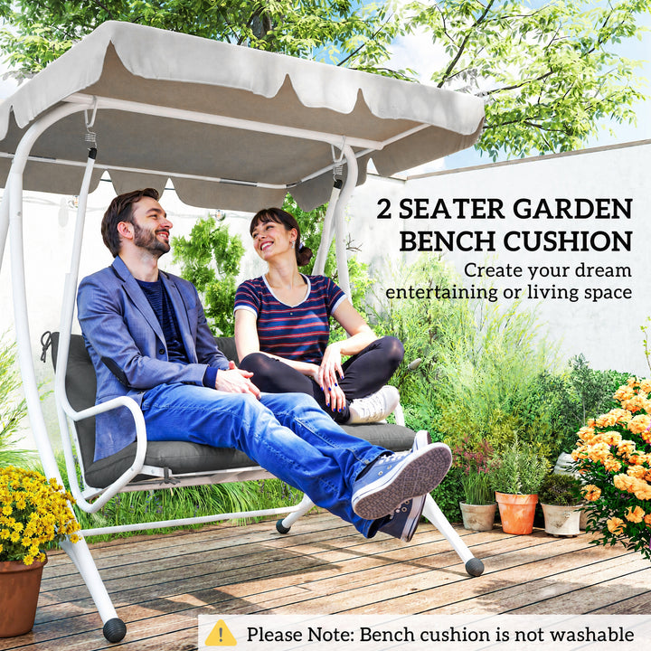 2 Seater Bench Pad, Garden Swing Chair Cushion with Back and Ties, Tuf