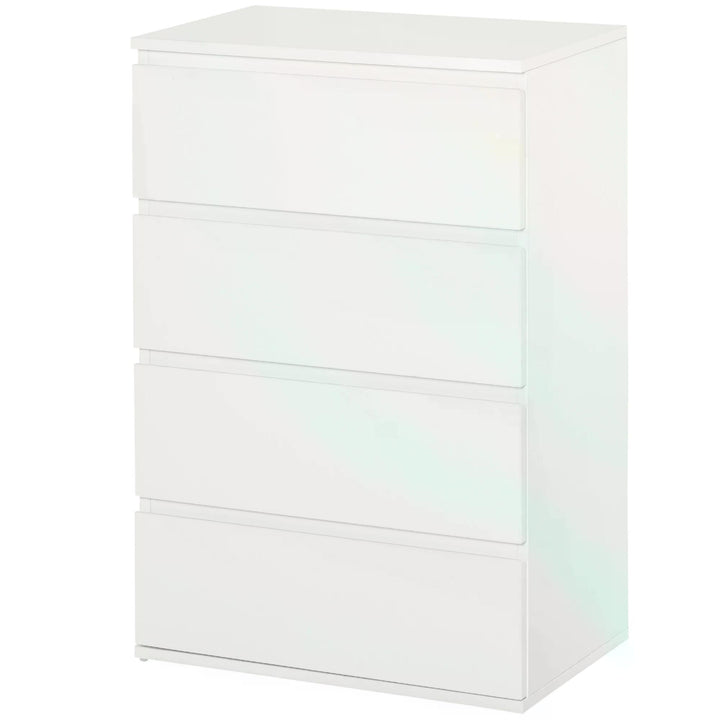 HOMCOM Chest of Drawers: 4-Drawer Storage Cabinet, White Tower Cupboard for Bedroom & Living Room | Aosom UK