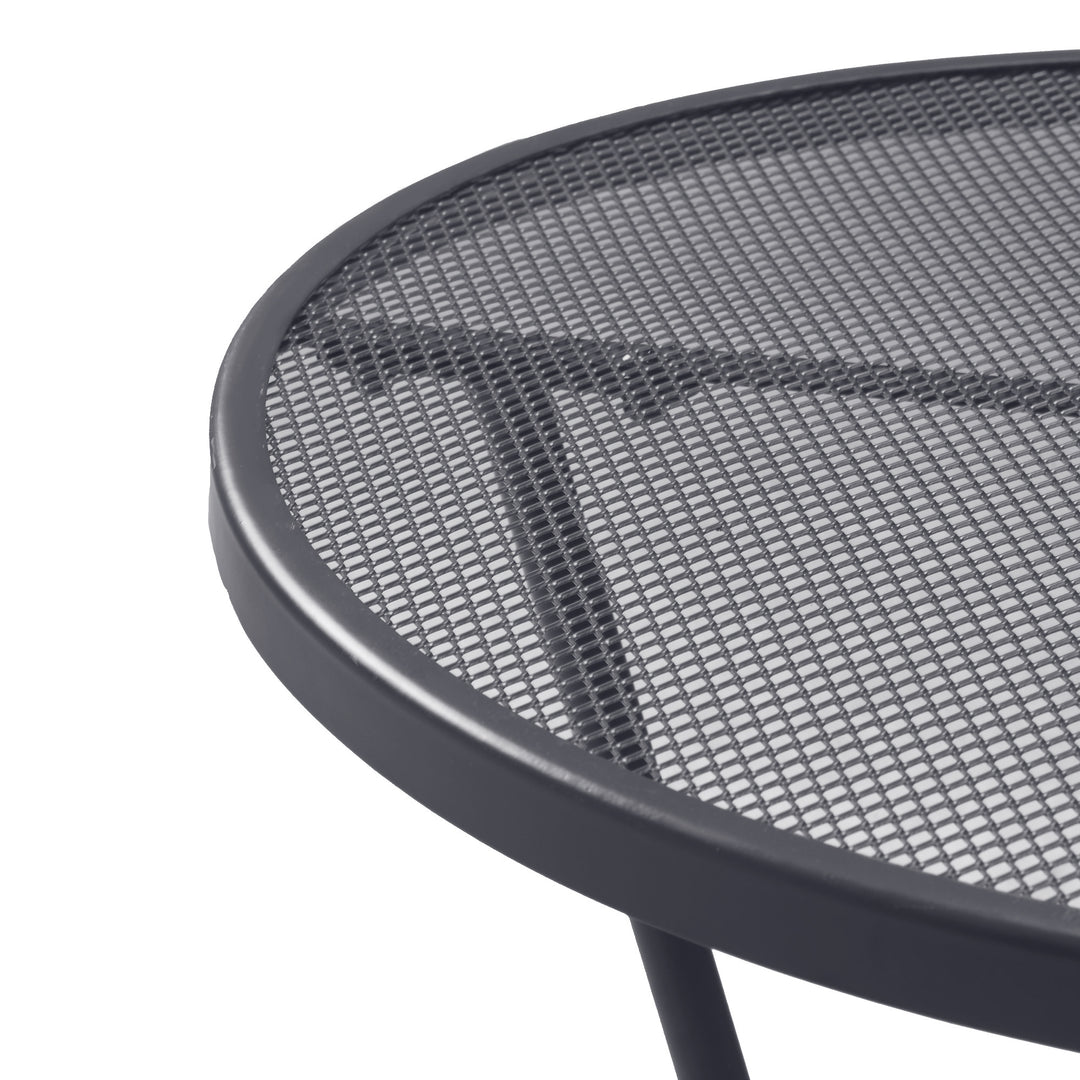 Outsunny 60cm Round Bistro Table, Metal Outdoor Furniture with Mesh Tabletop for Patio, Balcony, Dark Grey