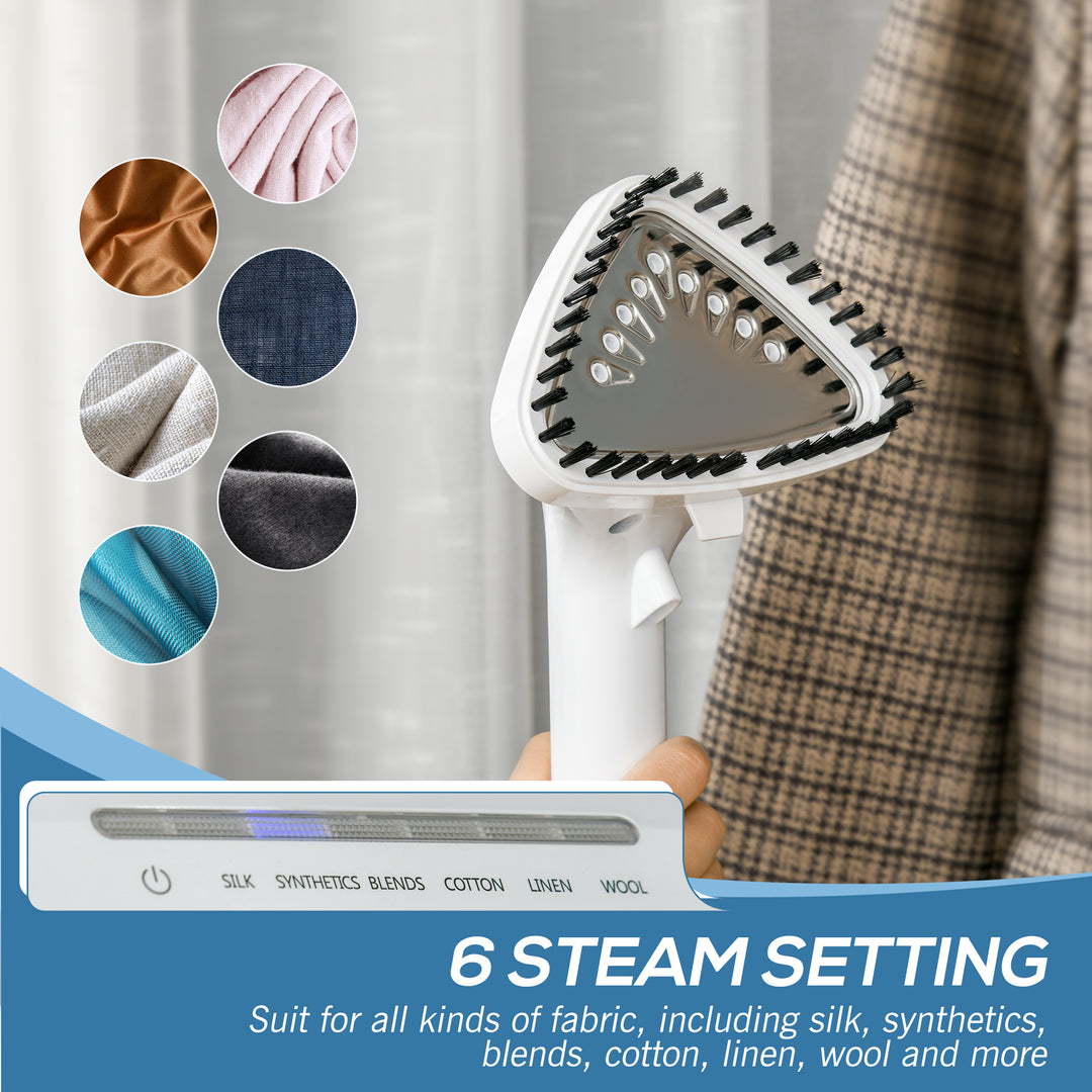 Upright Garment Clothes Steamer with 6 Steam Setting, 45s Fast Heat-up, 1.7L Water Tank and 35g/min steam flow, Wrinkle and Odour Remover Suitable for all Fabrics, 1960W, White