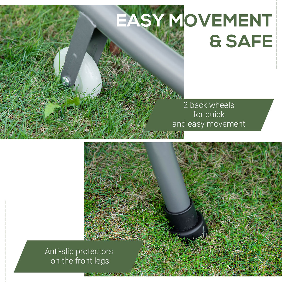 MCL Double Sun Lounger with Adjustable Detachable Canopy, Portable Garden Daybed for 2 with Wheels, Outdoor Sunbed Hammock with 2 Pillows, 220 KG Max. Load, Grey