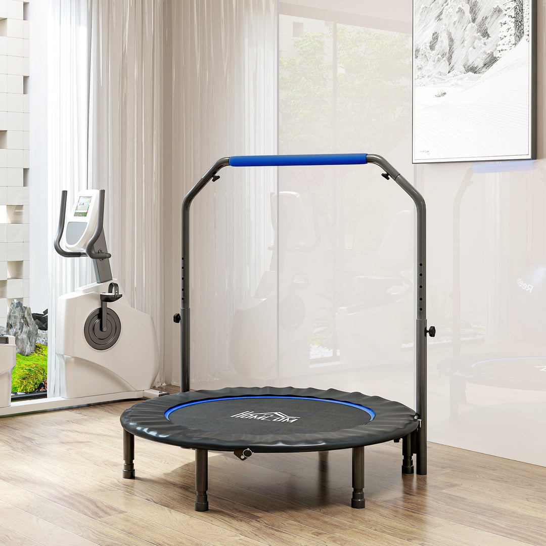 45" Foldable Mini Fitness Trampoline, with Adjustable Foam Handle, Blue