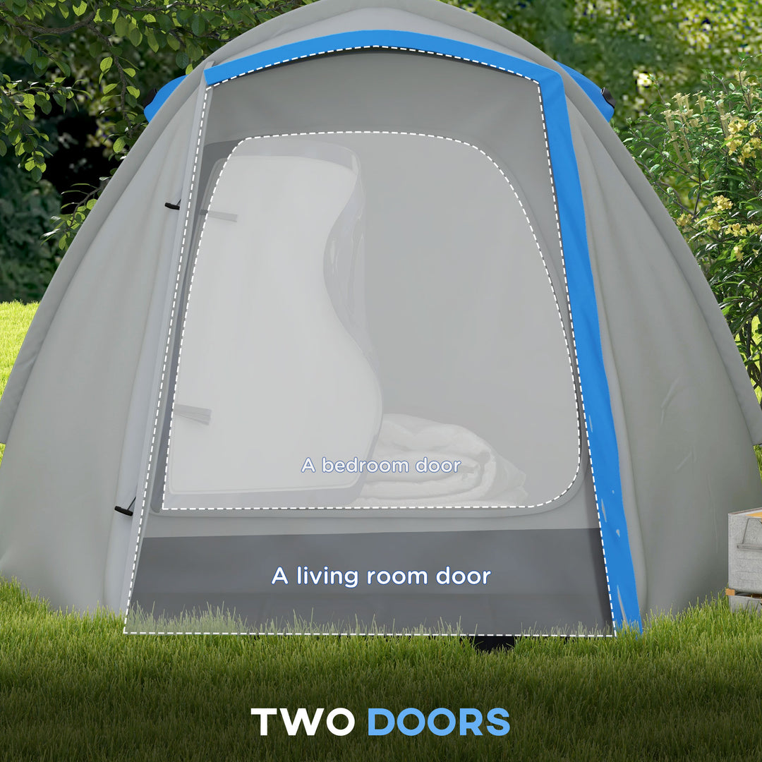Two-Man Dome Tent, with Front Porch and Accessories - Blue/Grey