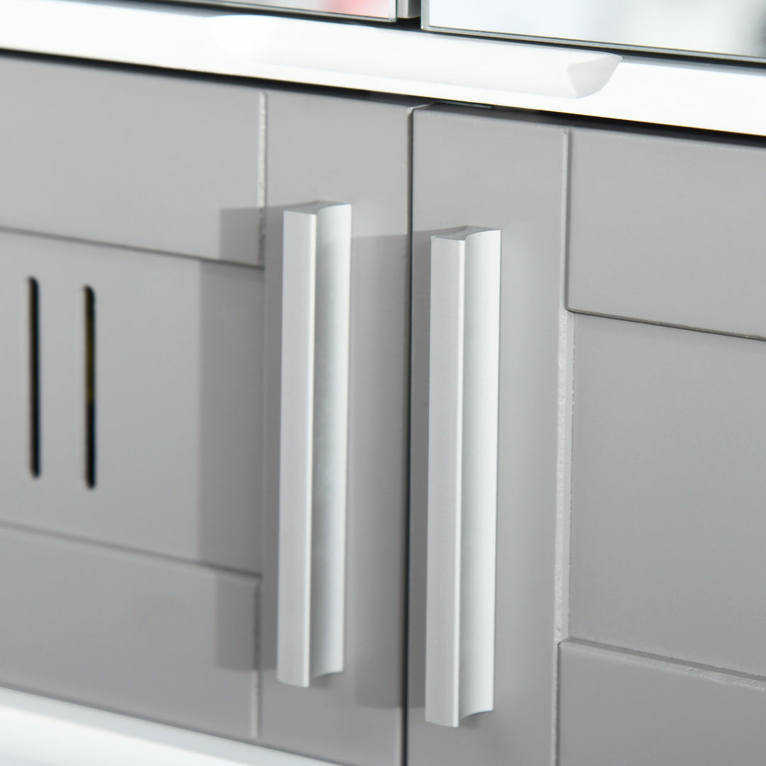 kleankin Wall-Mounted Bathroom Cabinet: Double Door Storage with Adjustable Shelf, Space-Saving Grey Organiser | Aosom UK