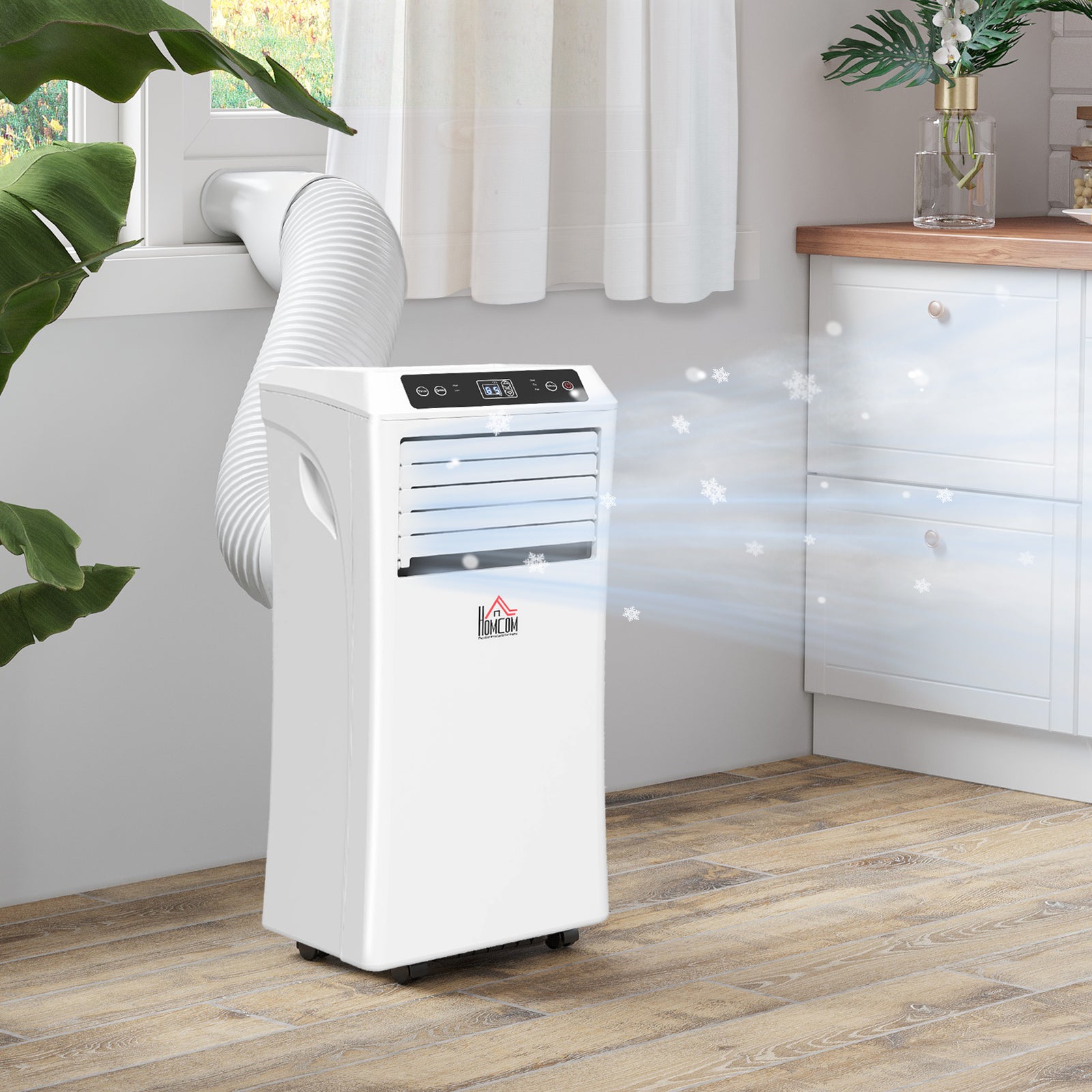 9000 BTU Air Conditioning Unit, 3-in-1 Portable Air Conditioner, Dehumidifier, Cooling Fan with Remote Control, Digital Display, 2 Speeds, 24H Timer, Window Venting Kit, 28m²
