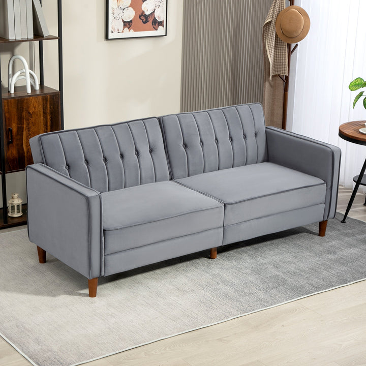 Velvet-Feel Three-Seater Sofa Bed