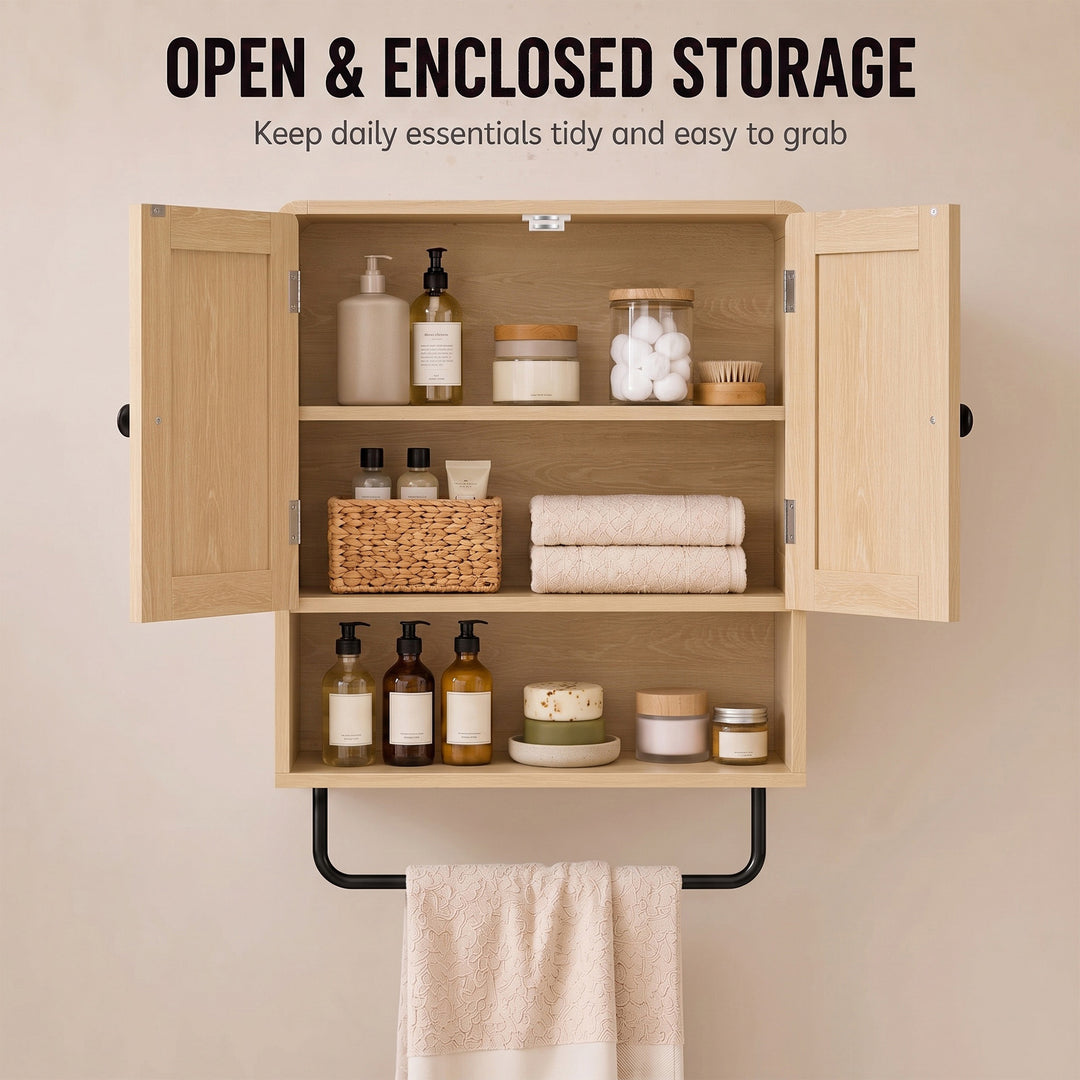 Bathroom Cabinet Wall Mounted, Bathroom Wall Cabinet with 2 Doors, Adj
