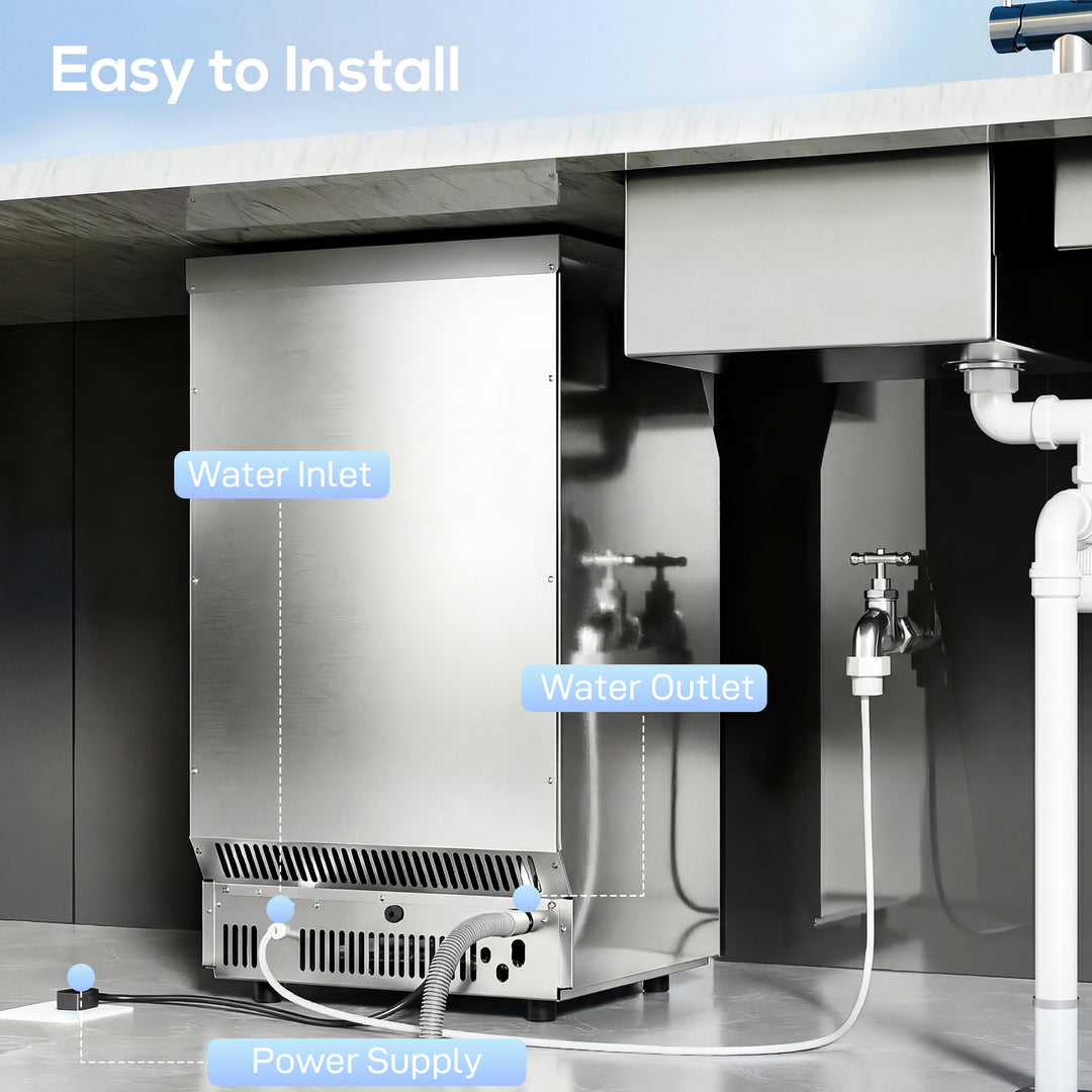 Commercial Ice Maker Machine, 45kg/24H Stainless Steel Under Counter o
