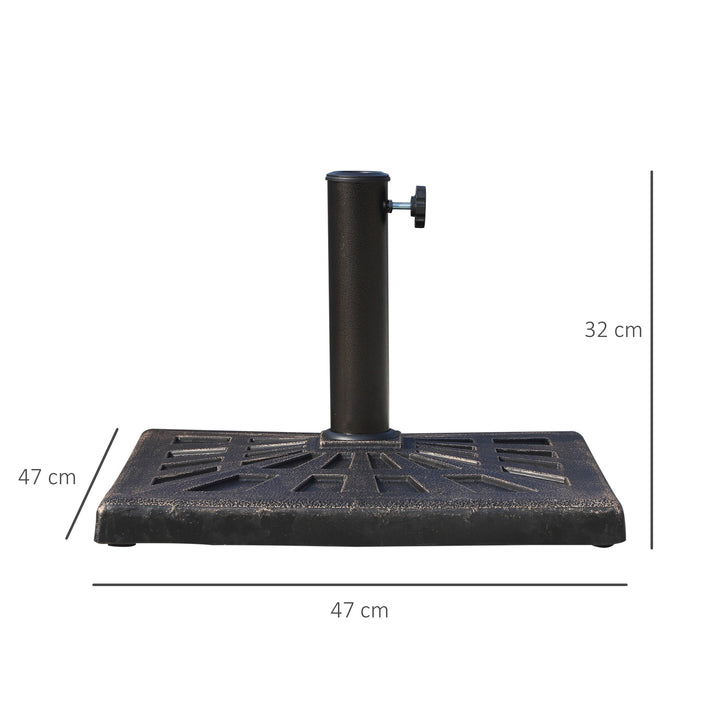 15kg Resin Durable Patterned Colophony Garden Patio Square Umbrella Stand Base Stand Bronze