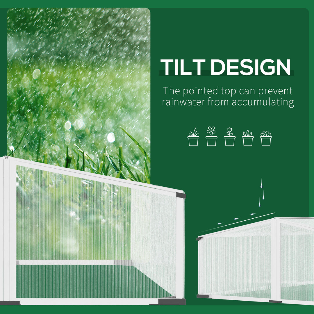 Outsunny Cold Frame Greenhouse Polycarbonate Greenhouse Aluminium Grow House w/ Independent Opening Tops for Plants, 120 x 100 x 41 cm