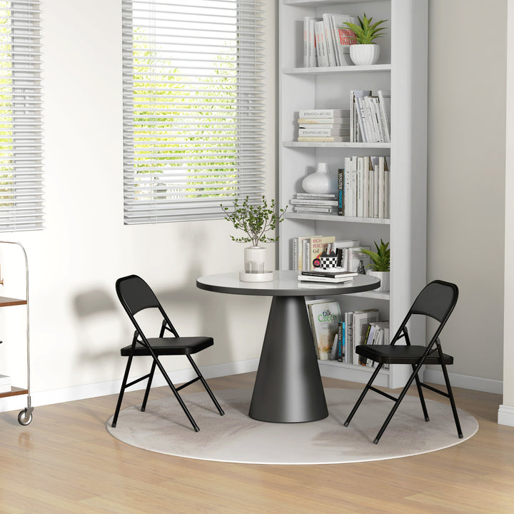 Set of Two Cushioned Folding Chairs - Black