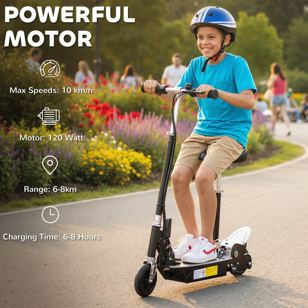 MCL Foldable Powered Scooter with Adjustable Seat, Brake, Black