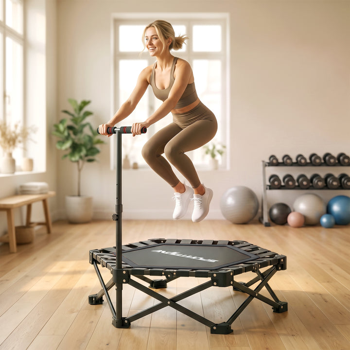 42" Foldable Mini Trampoline, One-Step Fold &amp; Open, Rebounder Trampoli