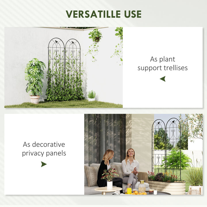 Set of 2 Garden Trellis, Metal Fence Panels for Climbing Outdoor Plant