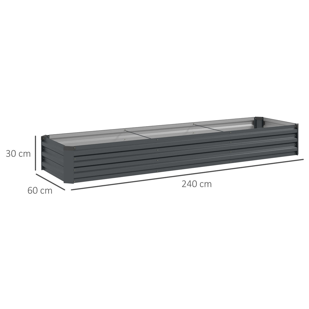 60 x 240cm Galvanised Steel Planter, with Open Bottom, Pack of 2