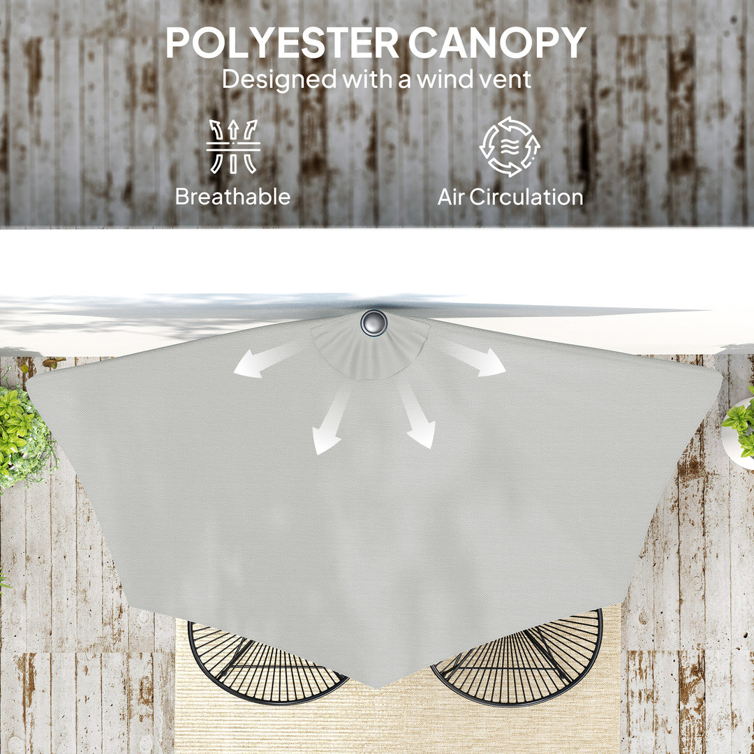 Half Round Parasol Umbrella - Light Grey