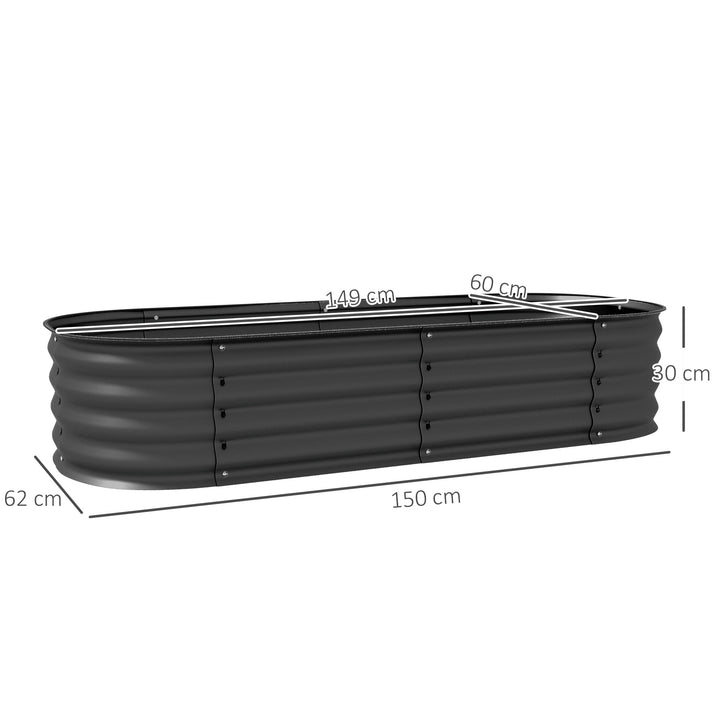 Galvanised Raised Garden Bed, Metal Planter Box with Safety Edging, for Flowers, Herbs, Succulents, Pack of 2, Dark Grey